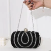 New cross-border European and American retro women's pearl evening bag, hand-embroidered beaded bag, diamond-encrusted banquet dress bag, clutch bag Specification image